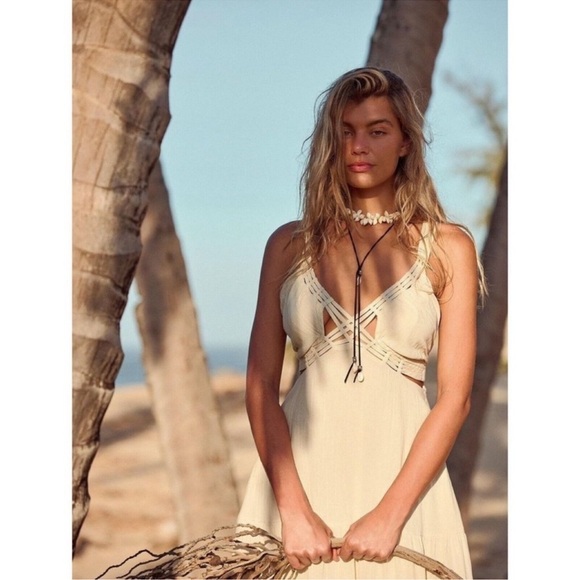Free People Tan Auralie maxi dress NWT Small boho - Picture 2 of 12